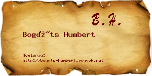 Bogáts Humbert névjegykártya